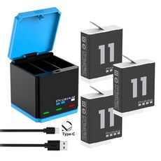 고프로 12 히어로 12 11 10 9 용 인듀어스 배터리 3 슬롯 배터리 스토리지 충전기 박스 1850mAh 고프로 9 1, 01 3BatteryWithCharger, 01 3BatteryWithCharger