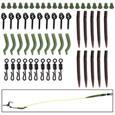 60pcs/박스 카프 낚시 태클 리그 링이 Anti Tangle Sleeve Hook Bowie 미끼 나사 롤링 퀵 체인지 스위블낚시 박스, 01 60Pcs