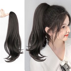 아이하라 내추럴웨이브 포니테일 부분가발 집게핀 긴머리 반가발, 55cm(다크브라운), 1개