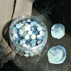 스탬프 실링왁스 도장 세트 마카롱 혼합 빈티지 편지봉투 입구막기, T14-블루 그래디언트, T14-블루 그래디언트