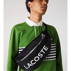 LACOSTE Men's L.12.12 Branded Smooth Leather Belt Bag NH3286IA BLACK WHITE 279