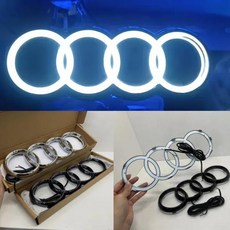 아우디 4 링 로고 LED 다이내믹 라이트 프론트 그릴 램프 블랙 및 실버 아우디 A3A4A5A6A7A8S3 S4 S5 S6 S7 Q3 Q5 Q7 빠른, [02] Front light silvery, 1개