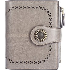 INOVERA (LABEL) Grey Vegan Leather Bi-fold Women Fashion Card Coin Holder Ladies Small Purse Women's