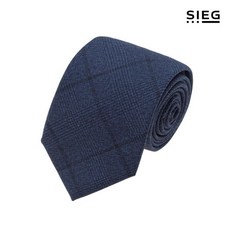 지이크 네이비 타탄 체크 패턴 울 넥타이 (PEATA9120)