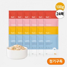 씽크라이크펫 강아지 노령견 노견 습식 사료 100g 4종소/닭/오리/양 24팩 242490, 24개, 03_닭고기(24팩) - 씽크라이크펫