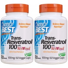 Doctors Best Trans-Resveratrol 100 닥터스베스트 트랜스-레스베라트롤 100 레스비놀 60캡슐 2통