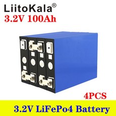 4pcs LiitoKala 3.2V 100Ah LiFePO4 배터리 팩 리튬 철 phospha DIY 12V 24V 오토바이 전기 자동차 태양 광 인버터 배터리|배터리 팩|, 1개, 단일, 단일