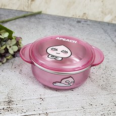 §카카오 안전핸들 투명 논슬립 뚜껑 스텐대접 (어피치)§ 0802 PLAB!$%!%, 1개