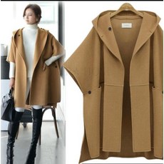 kirahosi 여성 복고 모던 후드 박시 케이프 코트 망토 34호+ 덧신 증정 DEy7vrsj