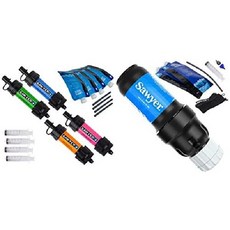 소이어 미니 정수 필터 Sawyer SP2101 캠핑 휴대용 정수기, 여과 시스템 + SP129 여과 시스템, 4팩, 멀티 컬러