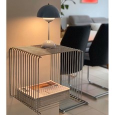 팬톤 와이어 사이드테이블 협탁 철제 몬타나 선반, 화이트 35x35x35 (상단 유리 없음)