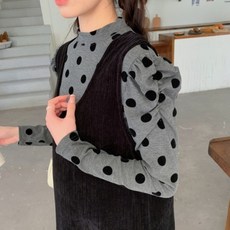 여성 봄가을 임산부 원피스 긴 소매 도트 편안한 임부복 캐주얼 롱 드레스SYT