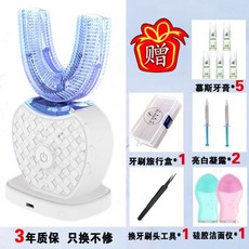 초음파 자동 전동 칫솔 핸즈프리 인공 지능 마우스피스 v white, 화이트 (선물 패키지)