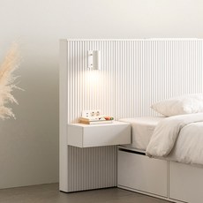 [2만원 즉시할인][스칸디아]에센셜 템바보드 호텔 수납침대 LED 협탁, 화이트