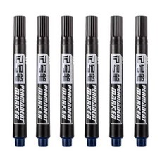 6개/대 영구 마커 펜 파인 포인트 방수 잉크 얇은 펜촉 블랙 블루 레드 1.5mm 컬러, 03 6 Pcs Blue Set, 한개옵션1