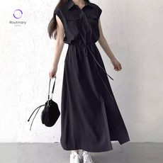 루티너리 예뻐보여 여름 민소매 롱원피스 슬림라인 데일리 데이트룩