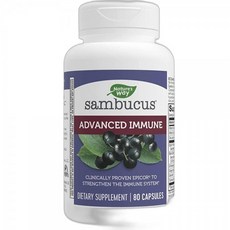 Nature's Way Sambucus 고급 면역 면역 방어* 부스터* EpiCor 엘더베리 아연 비타민 C D 에키네시아* 80캡슐, 고급 면역 - 80 캡슐