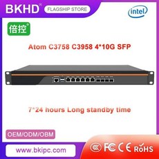 미니PC BKHD 1U 서버 인텔 아톰 쿼드 코어 C3558 C3758 C3958 6 Lan 4 SFP 10G, 없음, 없음, 30) 16GB RAM 256GB NVME  C3958