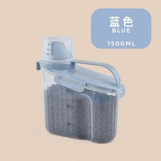 고양이 식품 저장 배럴 저장 개 식품 밀봉 수분 방지 탱크 애완 동물 고양이 식품 저장 상자 곡물 저장 배럴 상자, 파란색으로 15., 1500ml, 1개