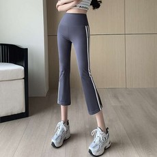 운동 트레이닝복 바지 여성 아이스 실크 하이 웨이스트 탄성 슬리밍