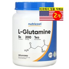 Nutricost L-글루타민 파우더 무맛, 2개, 1kg