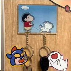 Palm tree 짱구 흰둥이 아이디어 키 홀더 키링 걸이 수납 선반, 짱구+ 흰둥이+걸이, 1개