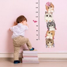 유아 어린이 키측정 키재기 스티커, 기린과원숭이, 1개