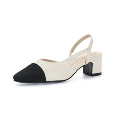 [포멜카멜레] 앞코 콤비 아이보리 슬링백 4CM (FJY1F1SG306C2)