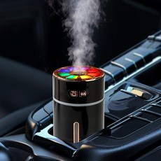 저소음 차량용 미니가습기 LED무드등 휴대용 300ML, 블랙