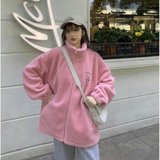 반목후리스 반목집업 양털자켓 뽀글이집업 핑크자켓