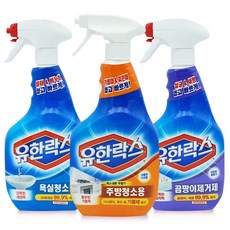 유한락스 욕실청소+주방청소+곰팡이제거제 750ml 스프레이, 3개