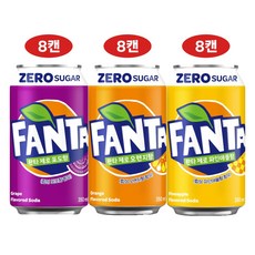 환타 ZERO 3종 캔세트(오렌지 포도 파인), 24개입, 350ml