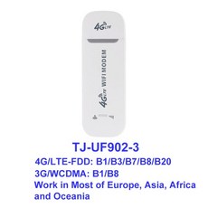 TIANJIE 4G LTE USB 와이파이 모뎀 3g 4g usb 동글네트워크어댑터 sim 카드 자동차 와이파이 라우터 4g lte, 한개옵션1, UF902-3