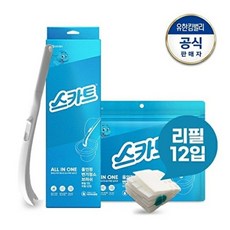 스카트 올인원 변기청소브러쉬 세트 [핸들1개+리필12개] 아쿠아향, 1세트, 12개