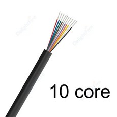 UL2464 PVC 채널 피복 와이어 28 26 24 22 20 18AWG 절연 신호 제어 케이블 2 3 4 5 6 7 8 10 코어 전자 오디오 와이어, 10 Core-Black