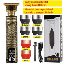 남성용 USB 전기 헤어 커팅 머신 충전식 클리퍼 면도기 트리머 전문 이발사 수염 T9, 02 pirate lcd, [02] pirate lcd