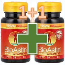 바이오스틴 하와이안 아스타크산틴 12mg 비건 소프트젤, 75정, 2개