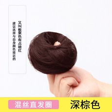 당고머리 가발 올림머리 쪽머리 승무원 한복 내추럴 똥머리 가채 인모 부분가발, 한개옵션1, 혼합 실크 스트레이트 헤어 써클 [암갈색]