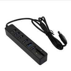 3/6 포트 USB 허브 2.0 멀티 분배기 고속 지지대 TF SD 카드 리더기 PC 컴퓨터 액세서리용 올인원, [04] 6USB black