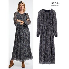 아떼바네사브루노 네이비 플라워패턴 실크혼방 롱 원피스 VIDR1F110
