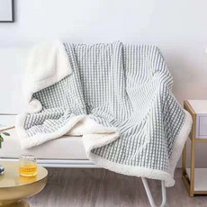 DFMEI 등판 전판 체크 담요 램스울 이중 담요 코랄 사무실점심시간 에어컨 커버 카펫