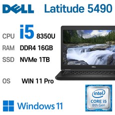 DELL Latitude 5490 Intel Core i5-8350U 윈도우11 고급스러운디자인, 블랙, 코어i5 8350U, 1TB, 16GB, WIN11 Pro