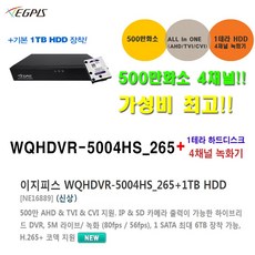 4채널 400만화소 3테라 하드디스크 장착 녹화기(이지피스 QHDVR-4004QS_265+3TB HDD) 외 추가상품, 이지피스 WQHDVR-5104HS+1TB HDD - qhdvr-4004hs