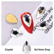 큰 네일 아트 라인 석 9x14mm 빗방울 k9 크리스탈 유리 3d 패션 손톱 diy 장식 액세서리, 크리스탈 20개, 1개