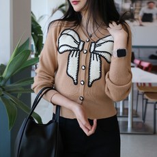 메리앤유 아플리케 리본디테일 러블리가디건