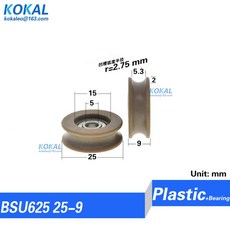 그루브 도어 저소음 풀리 625 625ZZ 윈도우 슬라이딩 7MM U0524 24 롤러, BSU625 25 9, 1개