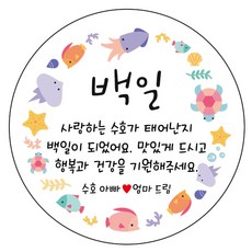 디자인요나 (3+1 당일출고)백일 첫돌 백일떡 답례 감사48mm_20개 문구변경형 주문 제작 광택아트지 스티커