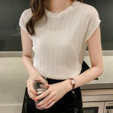켈리 여자 여름 시원한 나시 쿨 니트 민소매 슬리브 이너나시 티셔츠