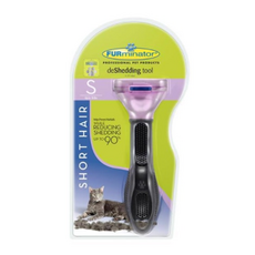 Furminator 애완 동물 고양이 머리 제거 고양이를위한 탈피 도구 Furmines 헤어 전문 미용 도구 고양이를위한 트리머 금속 빗, 짧은 머리-작은