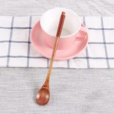 긴 손잡이 커피 스푼 나무 식기 젓는 스틱 우유 차 꿀 도구, 9.07 19.5cm, 1개